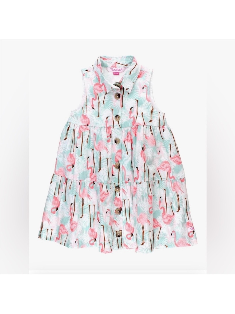 Ruffle Butts Pink and Aqua Flamingo Print Dress
